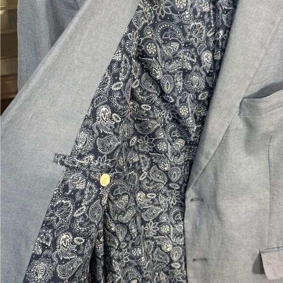 Ralph Lauren Polo 100% Linen 42R Sport Jacket Blazer Blue Paisley Black Label - Picture 7 of 10